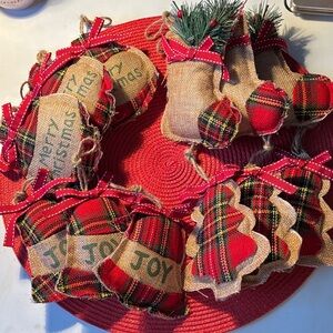 Rustic Plaid and Burlap Holiday Ornament Set